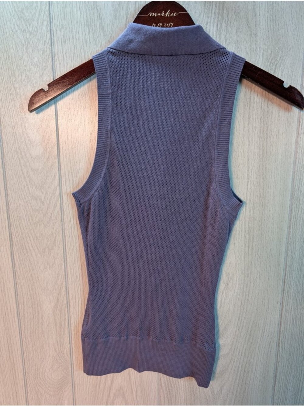 Lacoste Malandrino Shirt Womens Purple Sleeveless Button Embellished Ruffle XS - Picture 3 of 7